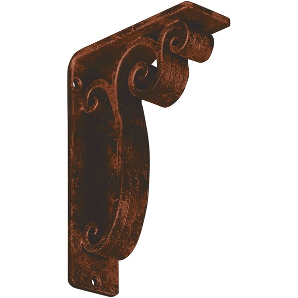 Ekena Millwork Avery Wrought Iron Bracket, (Triple center brace), Antiqued Copper 2"W x 5 1/2"D x 8"H BKTM02X05X08TAVACO - main
